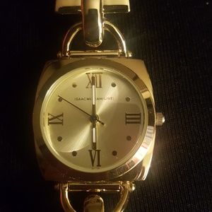 Isaac Mizrahi leather band watch gold face